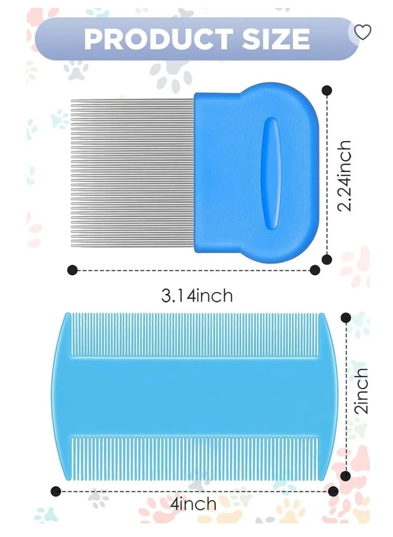 8 قطع البراغيث القمل المشاط القمل مزدوج الجانب وإزالة النيت الشعر تربية البلاستيك والمعادن المشاط للبشر الحيوانات الأليفة (4 × 2 بوصة، 2.24 × 2.24 بوصة، الأرجواني، الأحمر، الأصفر، الأخضر، الأخضر، الأزرق الفاتح، الأحمر، الأزرق، الأبيض) - Image 5